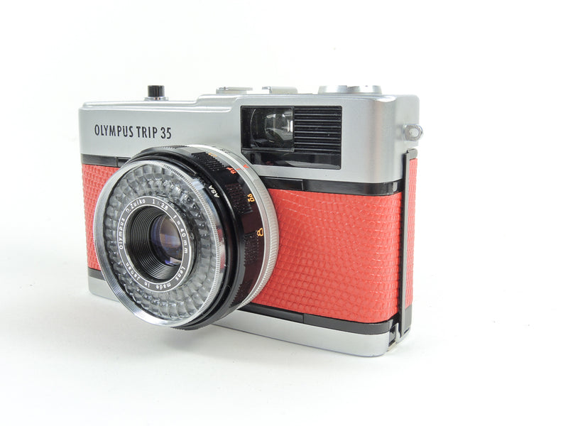 Olympus Trip 35 - late version in Red Lizard Cowhide Leather