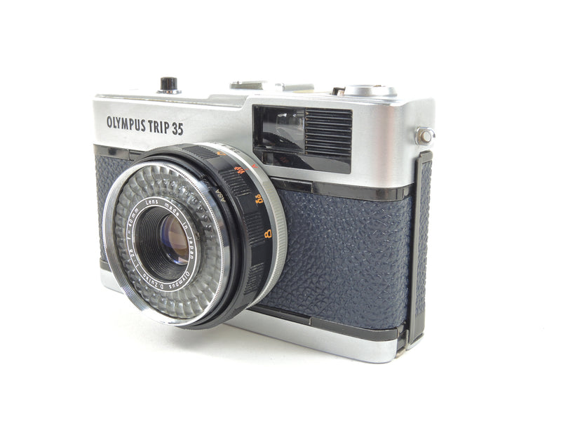 Olympus Trip 35 - late in Navy Blue Cowhide Leather