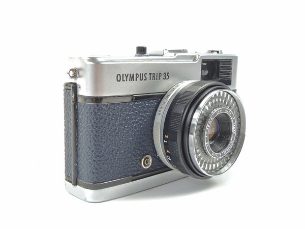 Olympus Trip 35 - late in Navy Blue Cowhide Leather